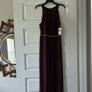 SLNY Plum Maxi Dress with Sparkling Waist size 16 NWT